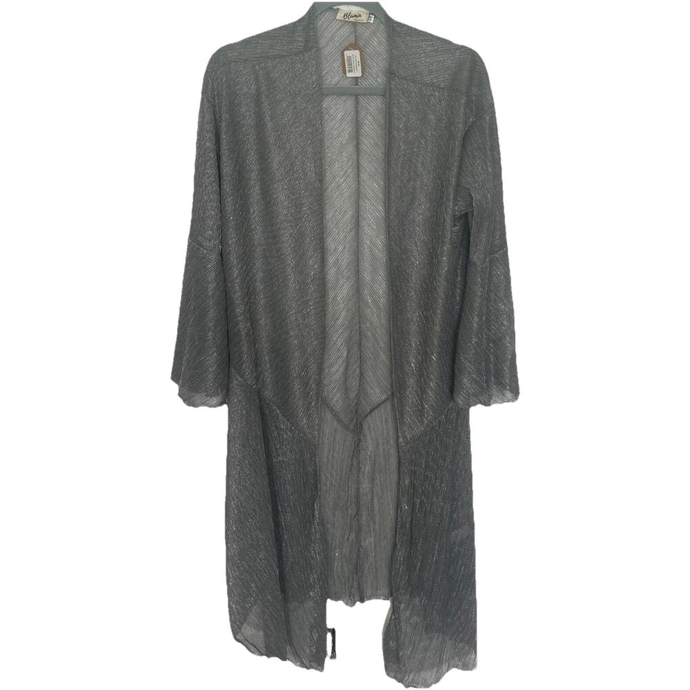 Blumin Silver Boho Kimono Cardigan Women's Small Sheer Open Front